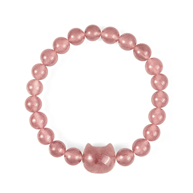 Braccialetto positivo curativo per gatti in quarzo fragola naturale Buddha Stones - Image 5