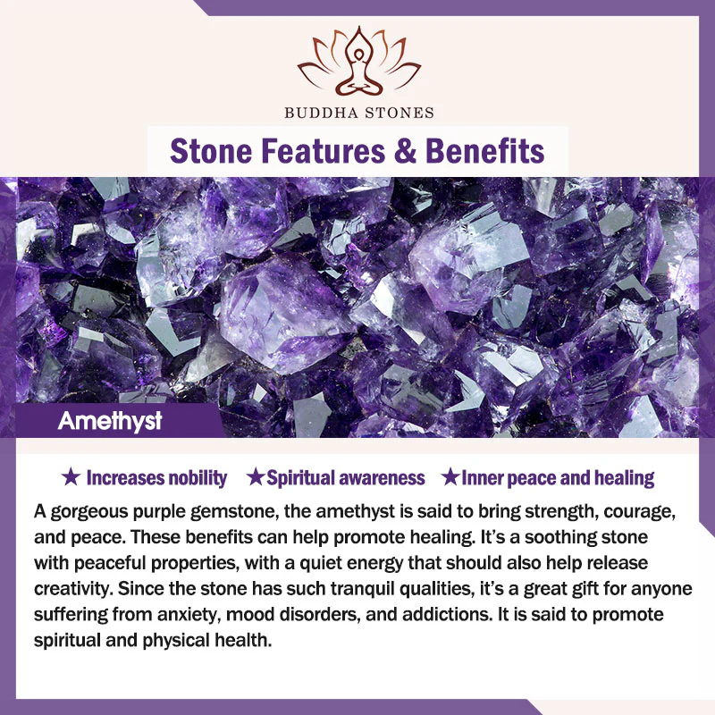Braccialetto positivo curativo Buddha Stones, ametista, lazurite, lapislazzuli e vari cristalli - Image 3