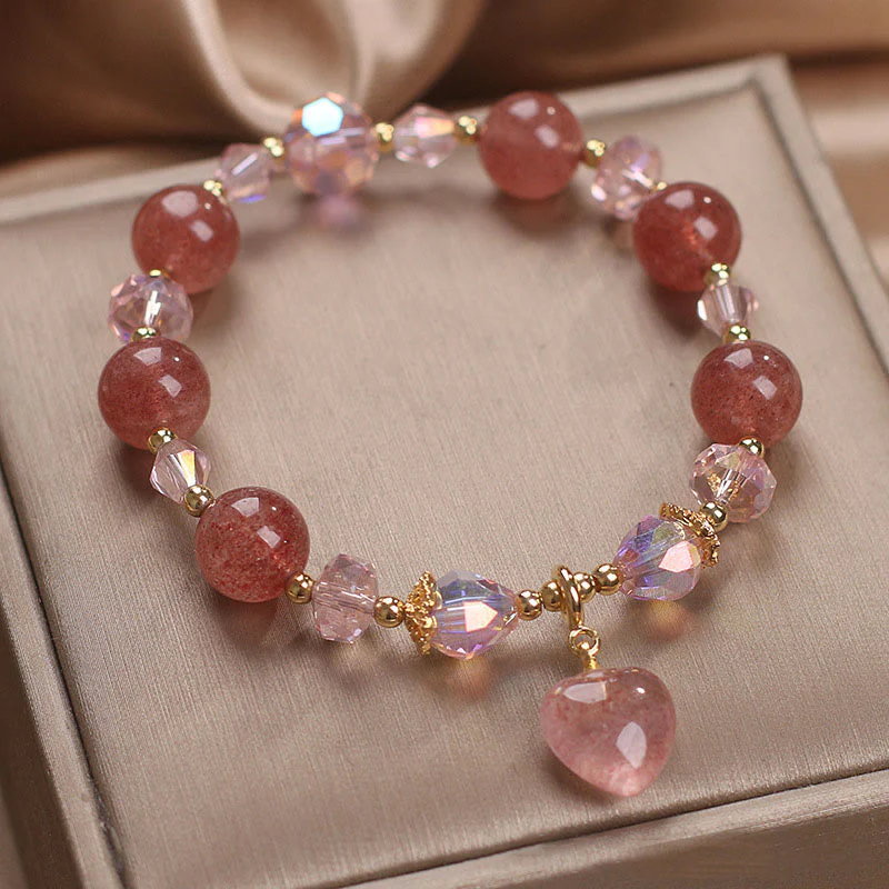 Braccialetto positivo di guarigione del cuore dell'amore del cristallo di quarzo fragola naturale Buddha Stones - Image 2