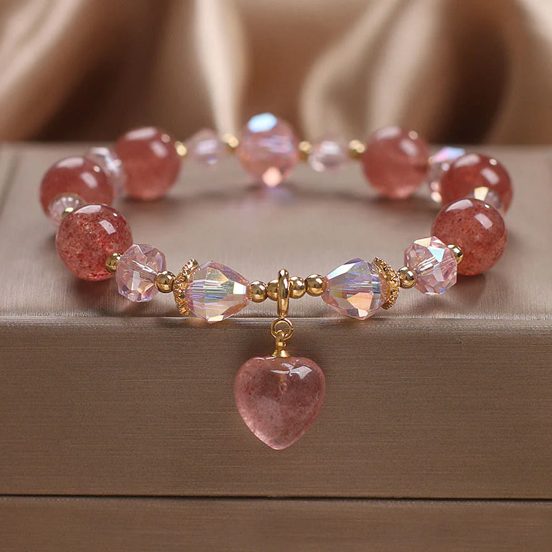 Braccialetto positivo di guarigione del cuore dell'amore del cristallo di quarzo fragola naturale Buddha Stones - Image 3