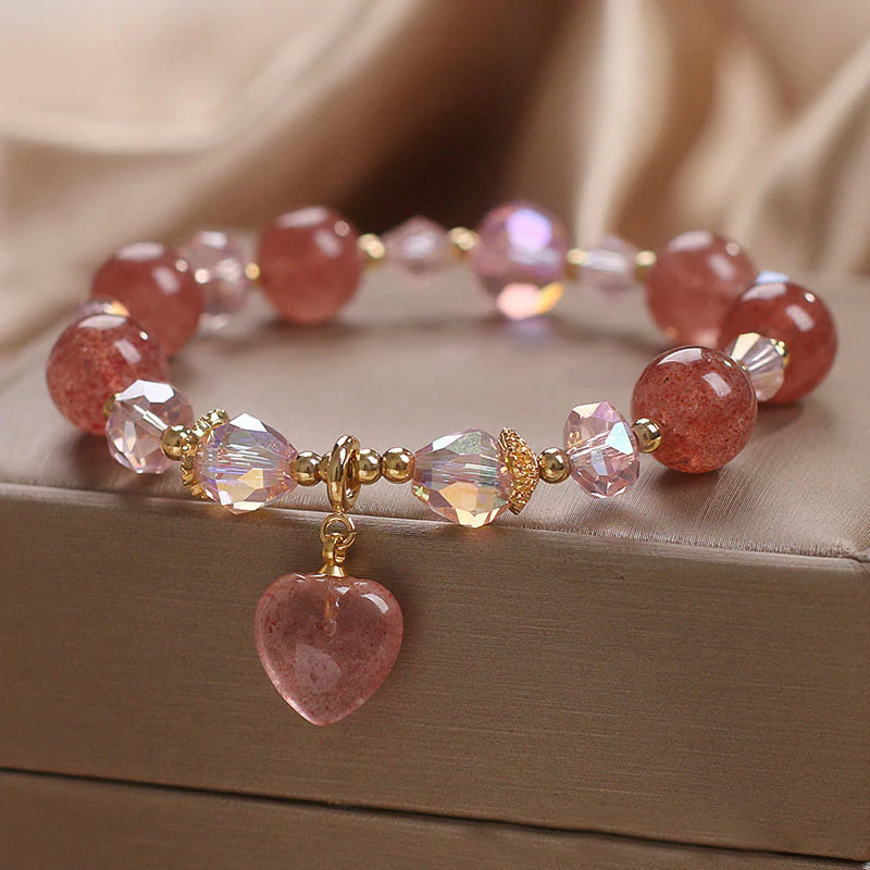 Braccialetto positivo di guarigione del cuore dell'amore del cristallo di quarzo fragola naturale Buddha Stones - Image 4