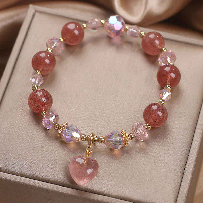 Braccialetto positivo di guarigione del cuore dell'amore del cristallo di quarzo fragola naturale Buddha Stones - Image 6