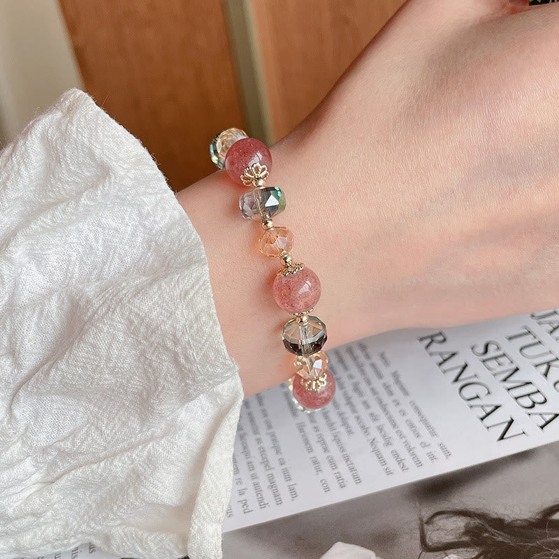 Braccialetto positivo in cristallo colorato di quarzo fragola naturale Buddha Stones - Image 10