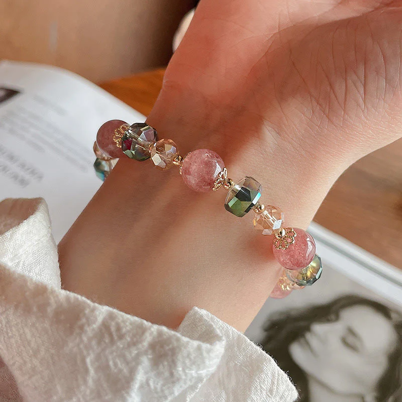 Braccialetto positivo in cristallo colorato di quarzo fragola naturale Buddha Stones - Image 11