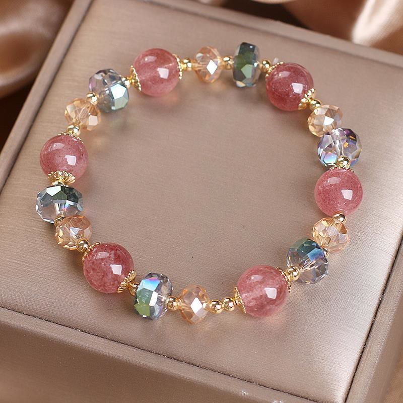 Braccialetto positivo in cristallo colorato di quarzo fragola naturale Buddha Stones - Image 2