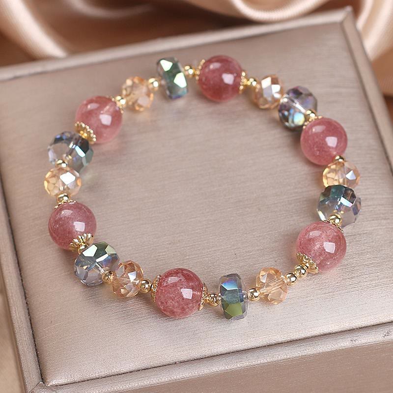 Braccialetto positivo in cristallo colorato di quarzo fragola naturale Buddha Stones - Image 4