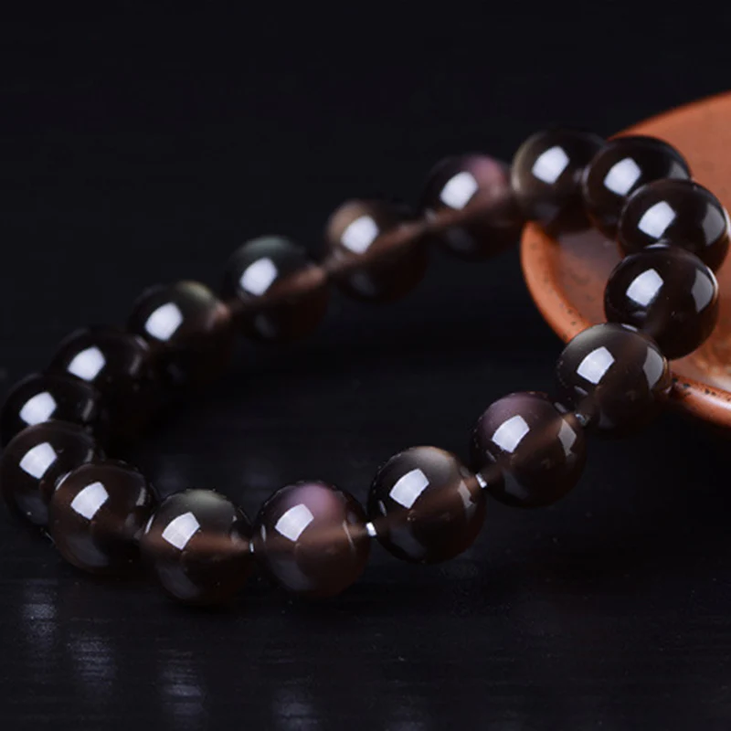 Braccialetto positivo in ossidiana arcobaleno naturale Buddha Stones - Image 2