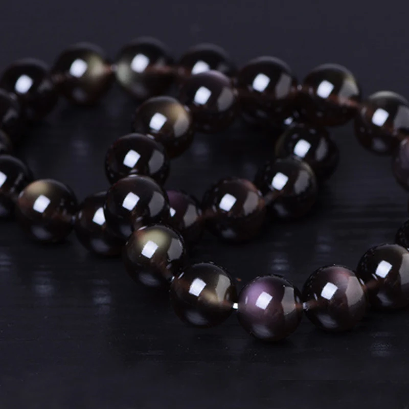 Braccialetto positivo in ossidiana arcobaleno naturale Buddha Stones - Image 8