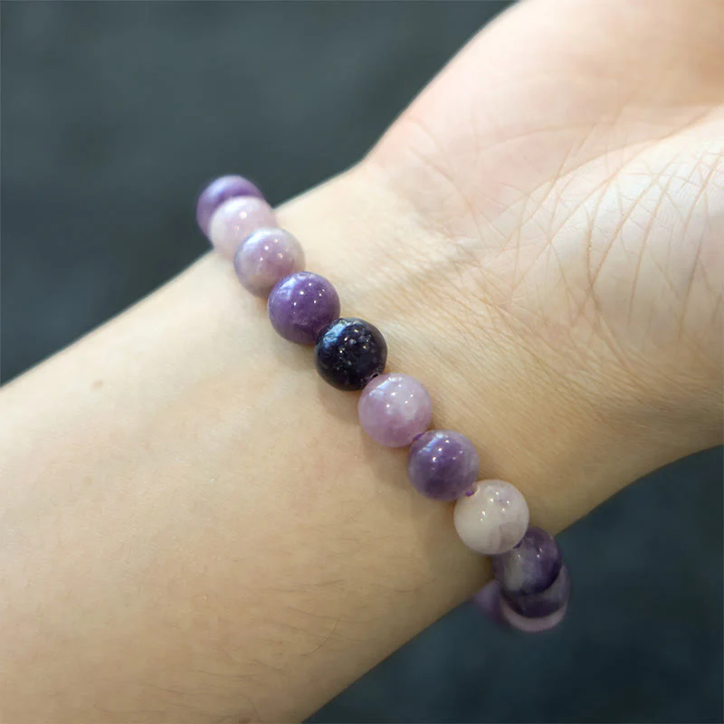 Braccialetto positivo in pietra di mica viola Buddha Stones - Image 3