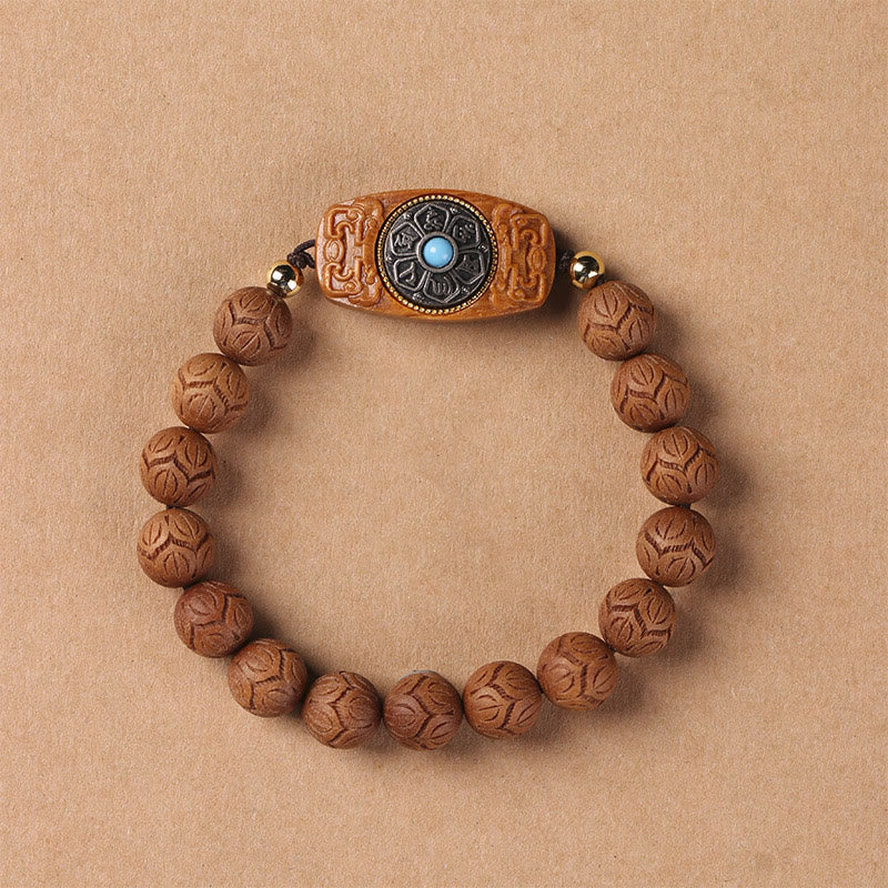 Braccialetto rilassante Om Mani Padme Hum in legno di sandalo verde e legno di ebano e sandalo Buddha Stones - Image 11