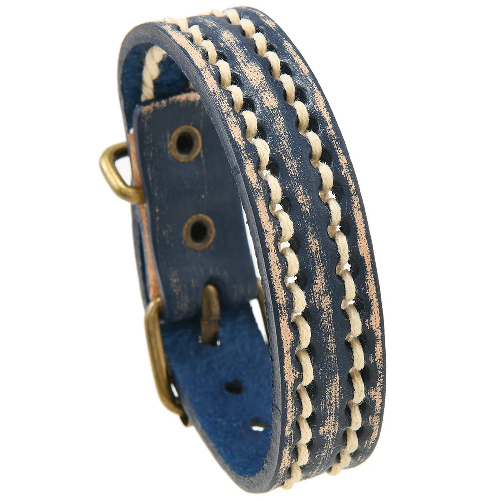 Braccialetto rinforzato con fibbia regolabile in pelle vintage Buddha Stones - Image 12