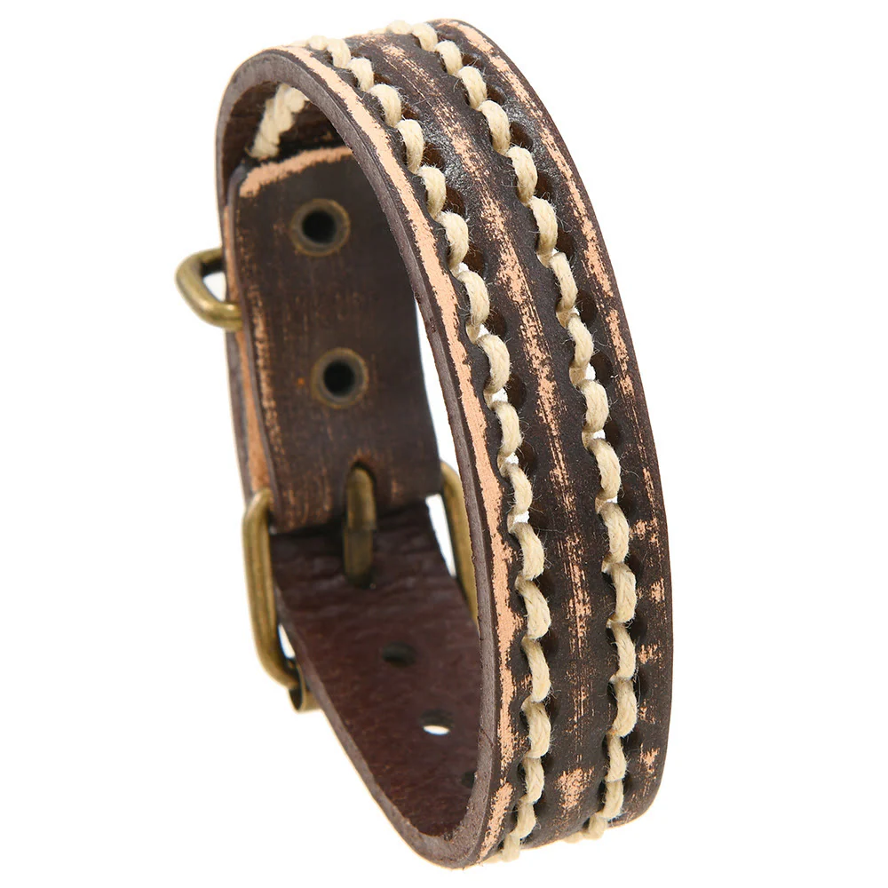 Braccialetto rinforzato con fibbia regolabile in pelle vintage Buddha Stones - Image 15