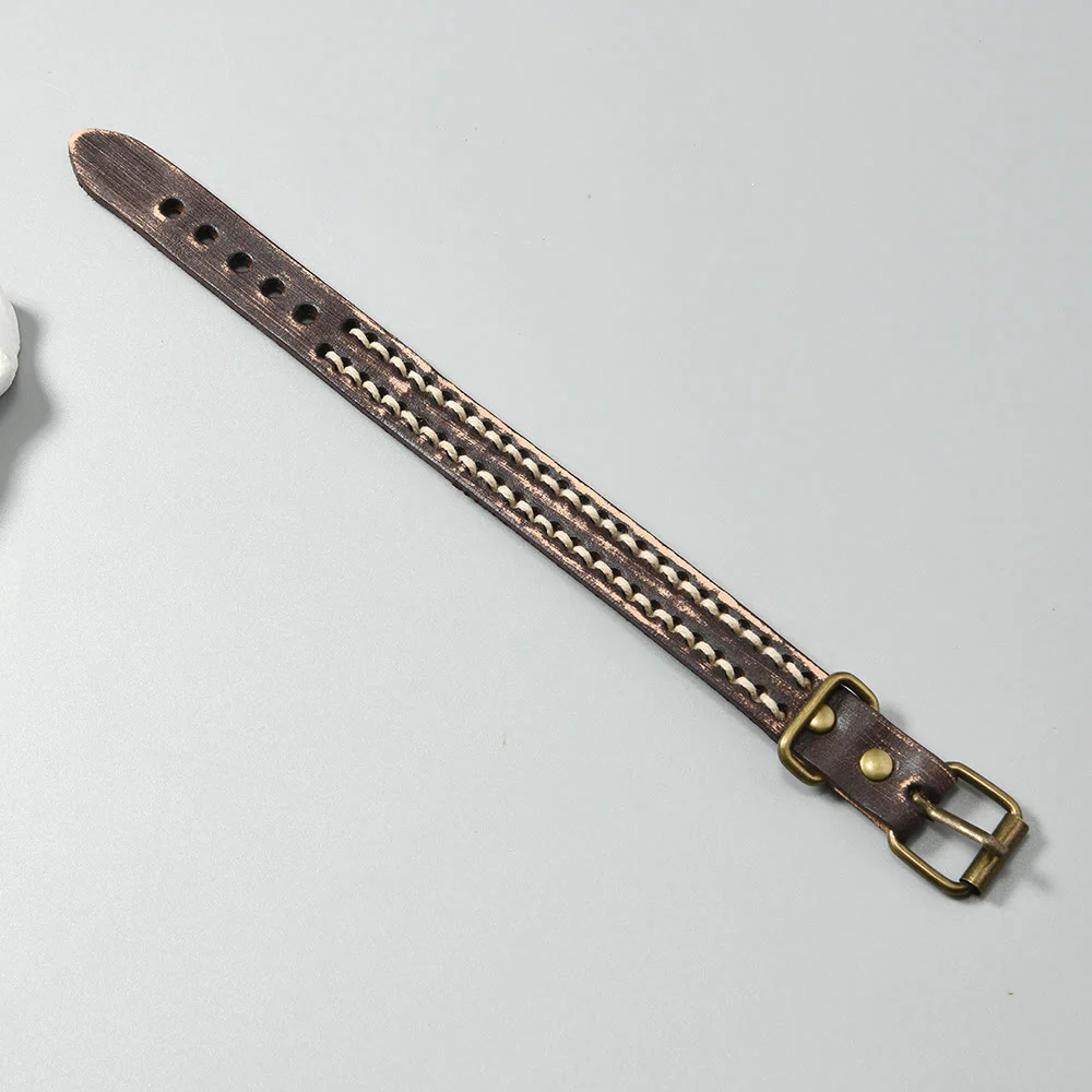 Braccialetto rinforzato con fibbia regolabile in pelle vintage Buddha Stones - Image 16