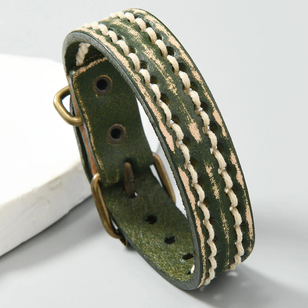 Braccialetto rinforzato con fibbia regolabile in pelle vintage Buddha Stones - Image 18