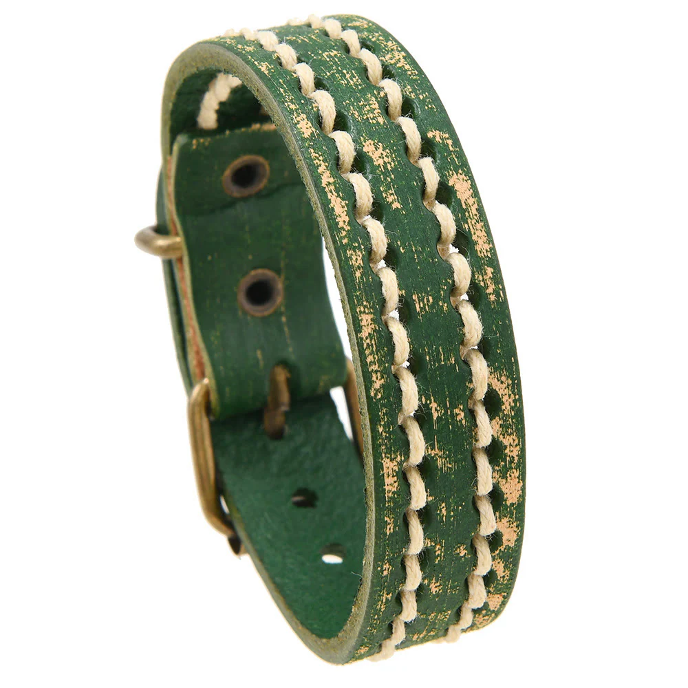 Braccialetto rinforzato con fibbia regolabile in pelle vintage Buddha Stones - Image 2