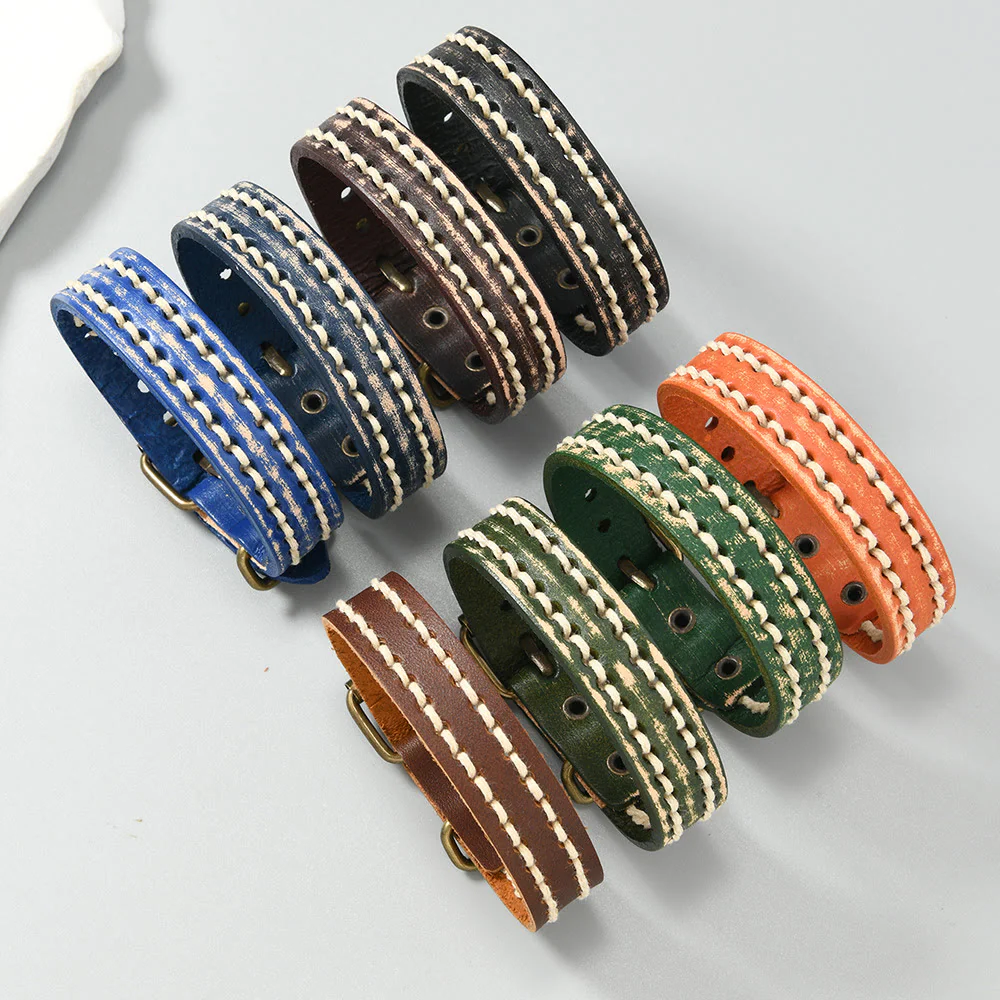 Braccialetto rinforzato con fibbia regolabile in pelle vintage Buddha Stones - Image 22