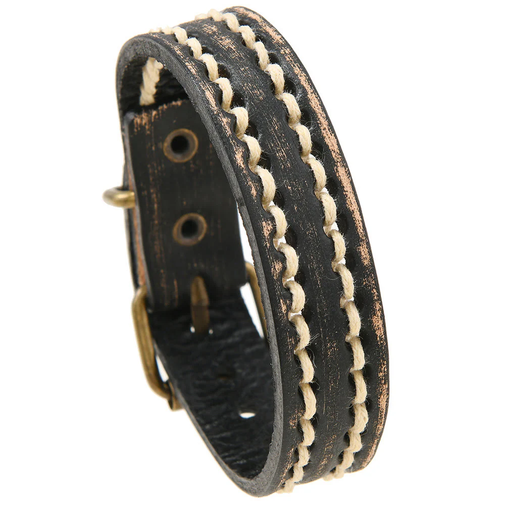 Braccialetto rinforzato con fibbia regolabile in pelle vintage Buddha Stones - Image 6