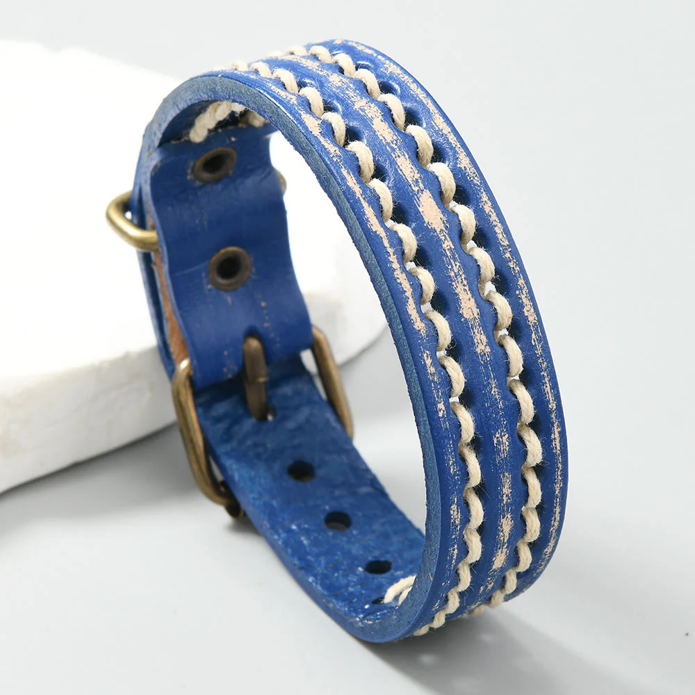 Braccialetto rinforzato con fibbia regolabile in pelle vintage Buddha Stones - Image 9
