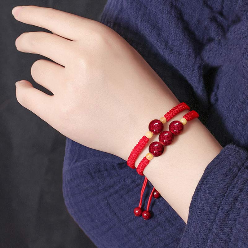 Braccialetto rosso con corda e cinabro per bambini, con Buddha Stones - Image 3