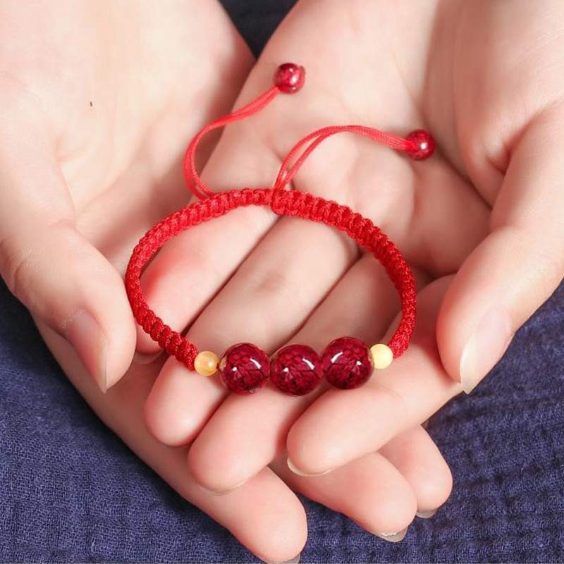 Braccialetto rosso con corda e cinabro per bambini, con Buddha Stones - Image 4