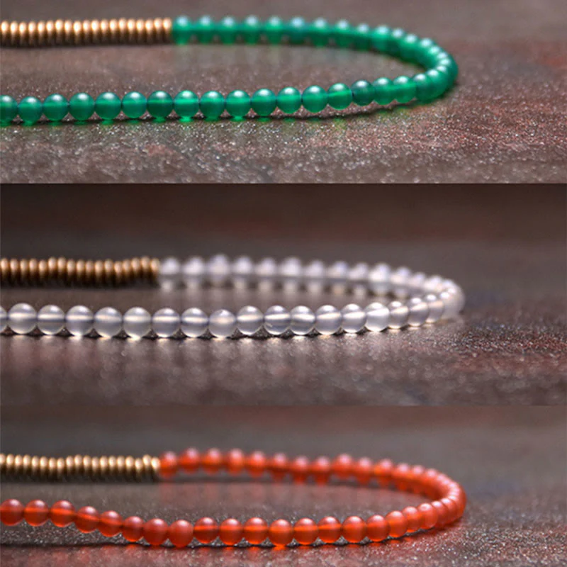 Braccialetto tibetano a triplo giro con protezione in rame e pietra di agata - Image 8