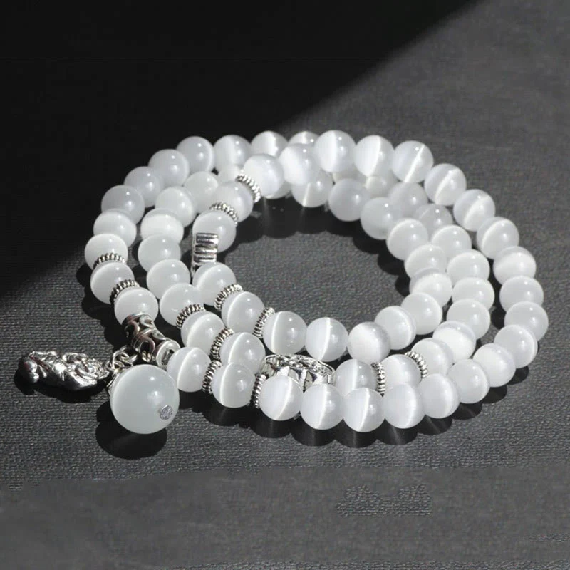 Braccialetto triplo avvolgente con supporto PiXiu Cat Eye Buddha Stones - Image 3