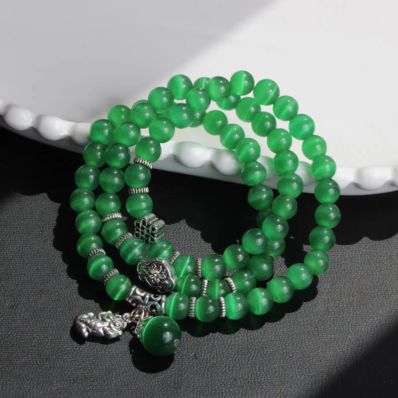 Braccialetto triplo avvolgente con supporto PiXiu Cat Eye Buddha Stones - Image 8