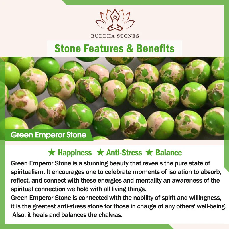 Braccialetto triplo giro della felicità in pietra verde dell'imperatore Buddha Stones Green Aventurina Green - Image 7
