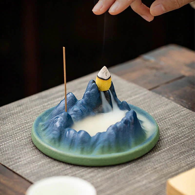 Bruciatore di incenso creativo Mountain River in ceramica con flusso di ritorno curativo - Image 11