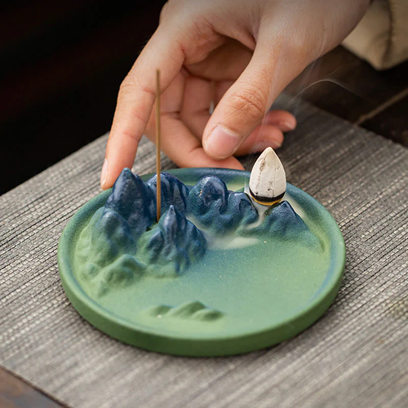 Bruciatore di incenso creativo Mountain River in ceramica con flusso di ritorno curativo - Image 19