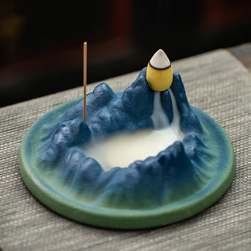 Bruciatore di incenso creativo Mountain River in ceramica con flusso di ritorno curativo - Image 2