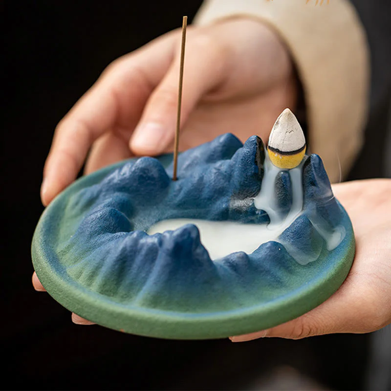 Bruciatore di incenso creativo Mountain River in ceramica con flusso di ritorno curativo - Image 9