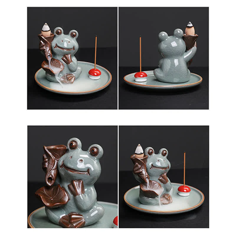Bruciatore di incenso curativo in ceramica a forma di rana da meditazione - Image 11