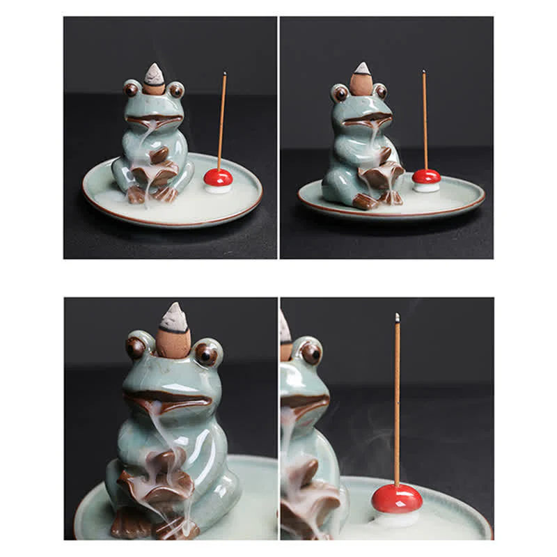 Bruciatore di incenso curativo in ceramica a forma di rana da meditazione - Image 12