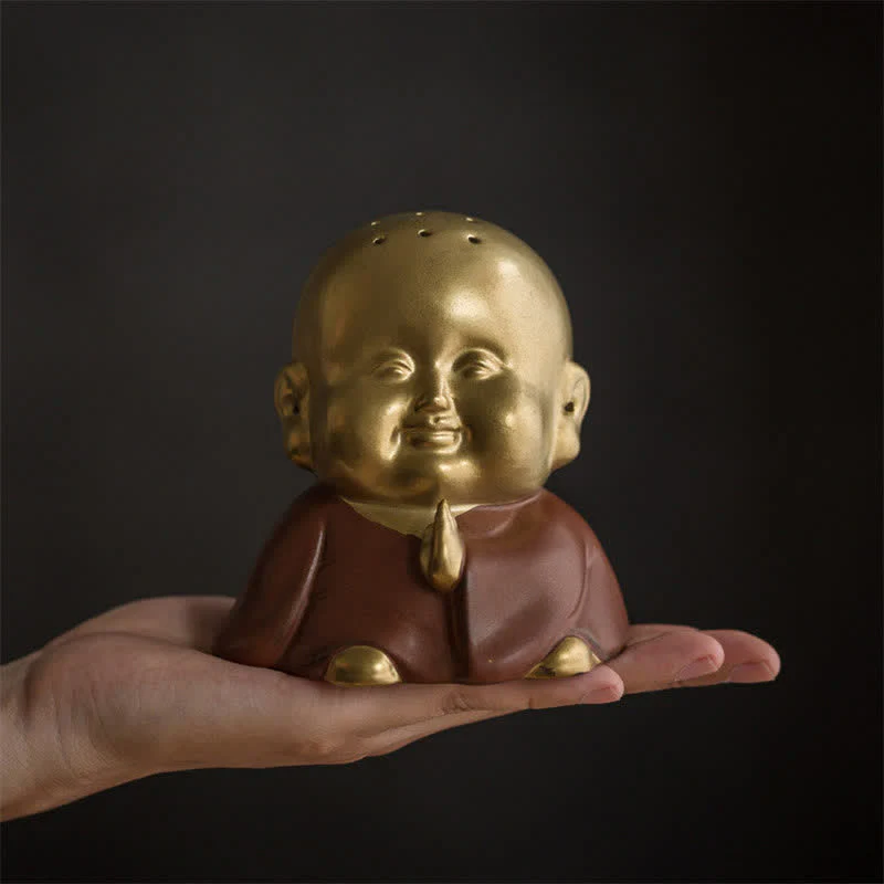 Bruciatore di incenso curativo in ceramica Little Buddha Laughing Buddha - Image 2