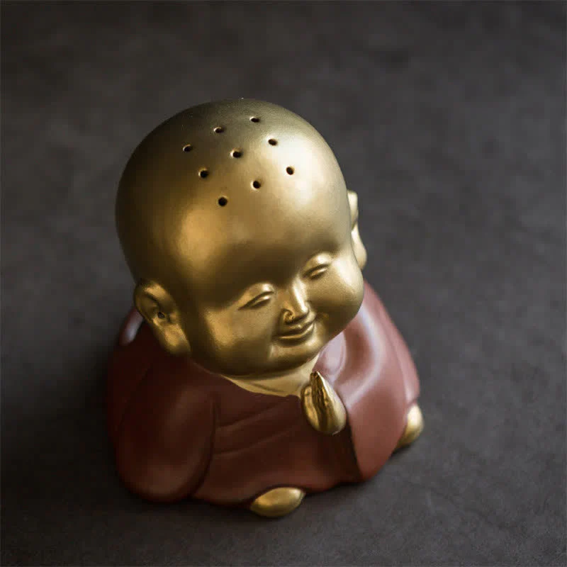 Bruciatore di incenso curativo in ceramica Little Buddha Laughing Buddha - Image 6