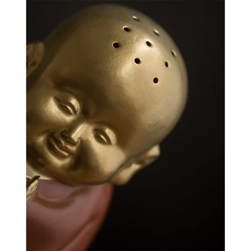 Bruciatore di incenso curativo in ceramica Little Buddha Laughing Buddha - Image 8