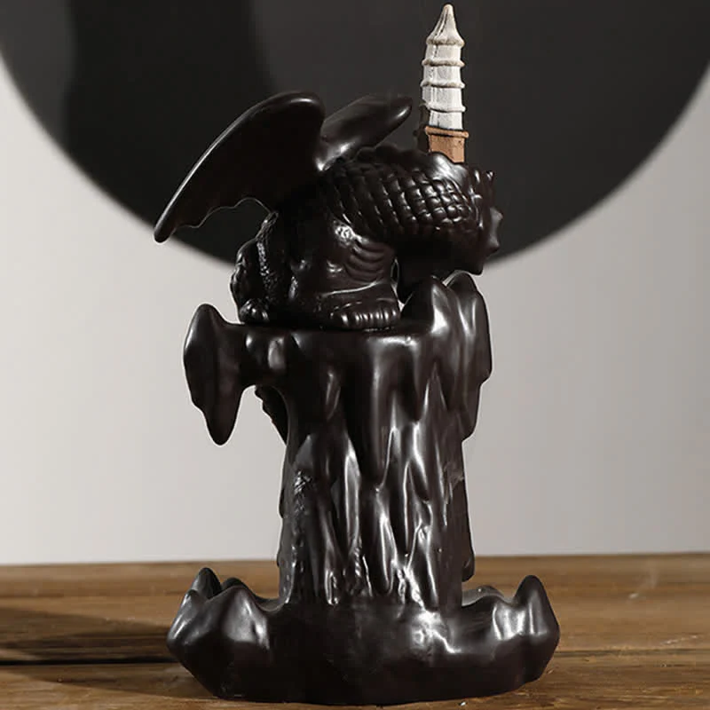 Bruciatore di incenso di guarigione con fontana di fumo a riflusso in ceramica a forma di drago nordico, decorazione a sfera a LED - Image 13