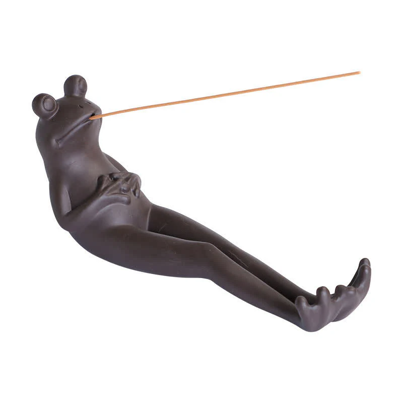 Bruciatore di incenso di guarigione spirituale in ceramica a forma di rana da meditazione - Image 11