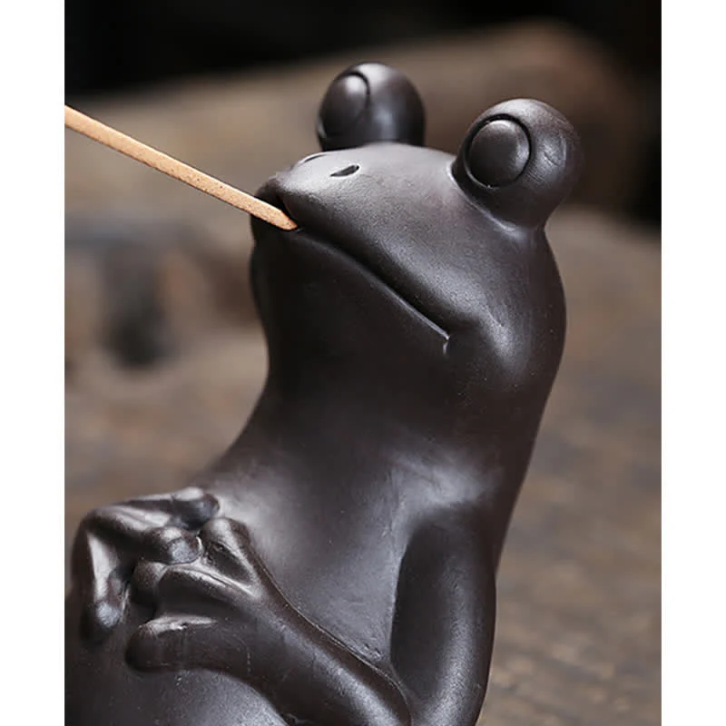 Bruciatore di incenso di guarigione spirituale in ceramica a forma di rana da meditazione - Image 7