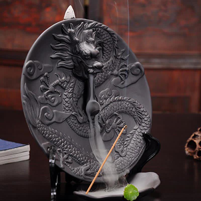 Bruciatore di incenso per meditazione con fontana di fumo a riflusso in ceramica Dragon - Image 6