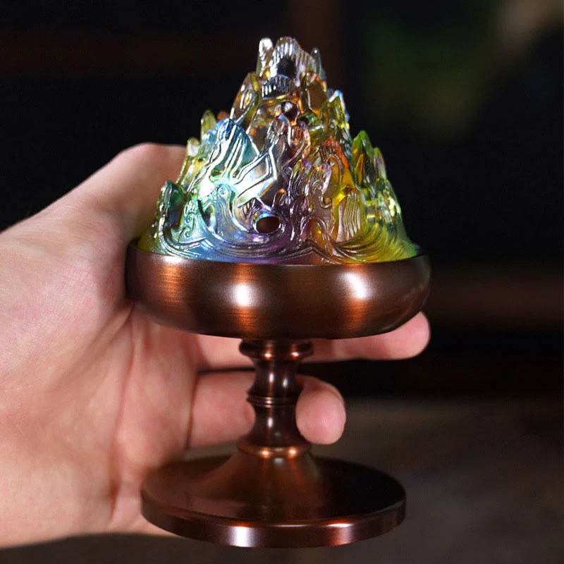 Bruciatore di incenso per meditazione curativa Liuli Crystal Mountain - Image 4