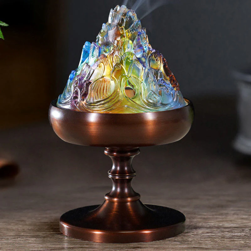 Bruciatore di incenso per meditazione curativa Liuli Crystal Mountain - Image 9