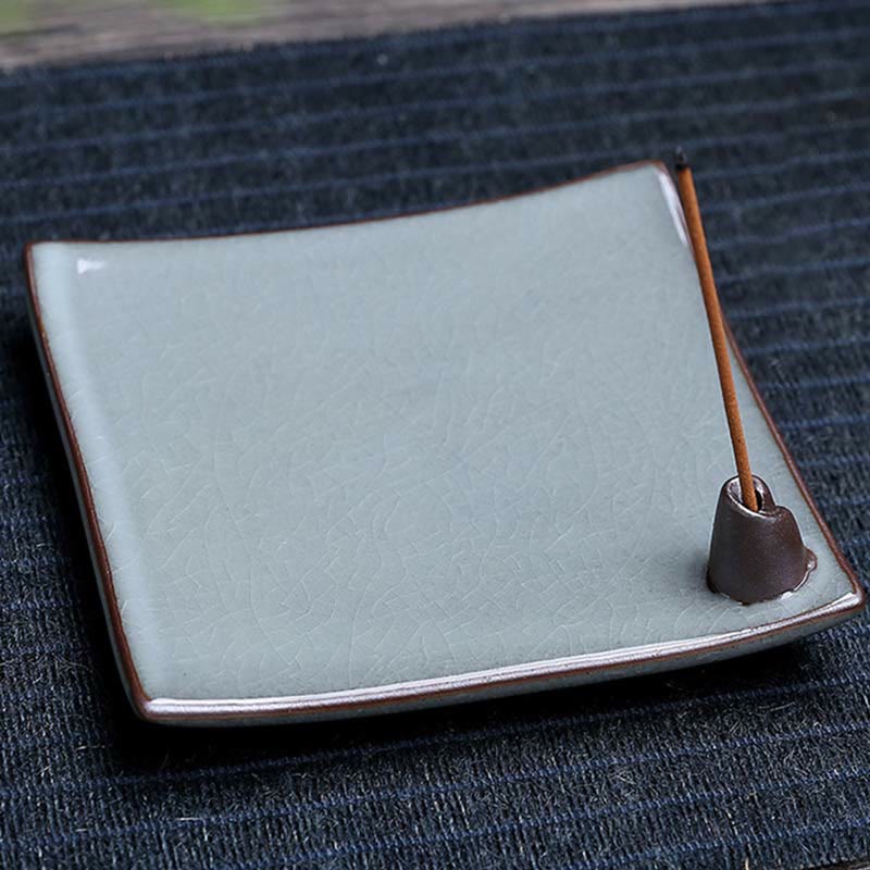 Bruciatore di incenso spirituale a riflusso quadrato in ceramica con fiore di prugna di loto - Image 16