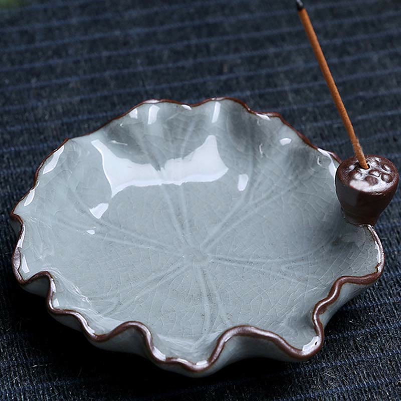 Bruciatore di incenso spirituale a riflusso quadrato in ceramica con fiore di prugna di loto - Image 5