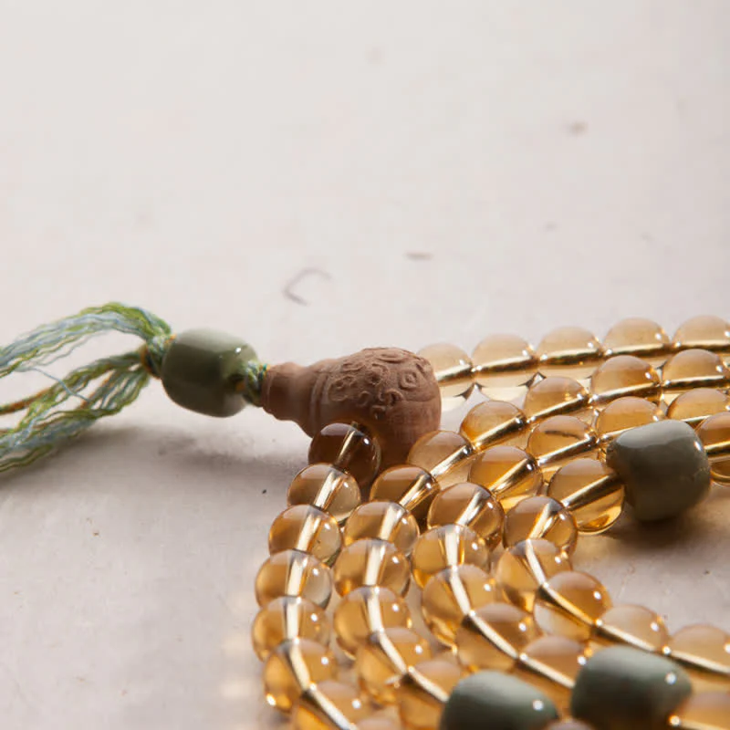 Buddha Stones 108 Mala Beads 925 Sterling Silver Citrino Sandalo Turchese Protezione Bracciale Prosperità - Image 16
