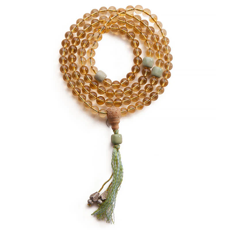 Buddha Stones 108 Mala Beads 925 Sterling Silver Citrino Sandalo Turchese Protezione Bracciale Prosperità - Image 24