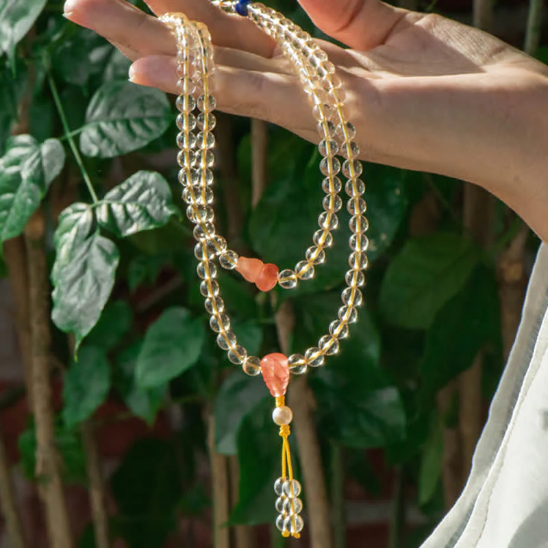 Buddha Stones 108 Mala Beads 925 Sterling Silver Natural Citrine Red Agate White Jade Braccialetto con ciondolo della prosperità - Image 15