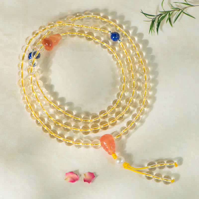 Buddha Stones 108 Mala Beads 925 Sterling Silver Natural Citrine Red Agate White Jade Braccialetto con ciondolo della prosperità - Image 17