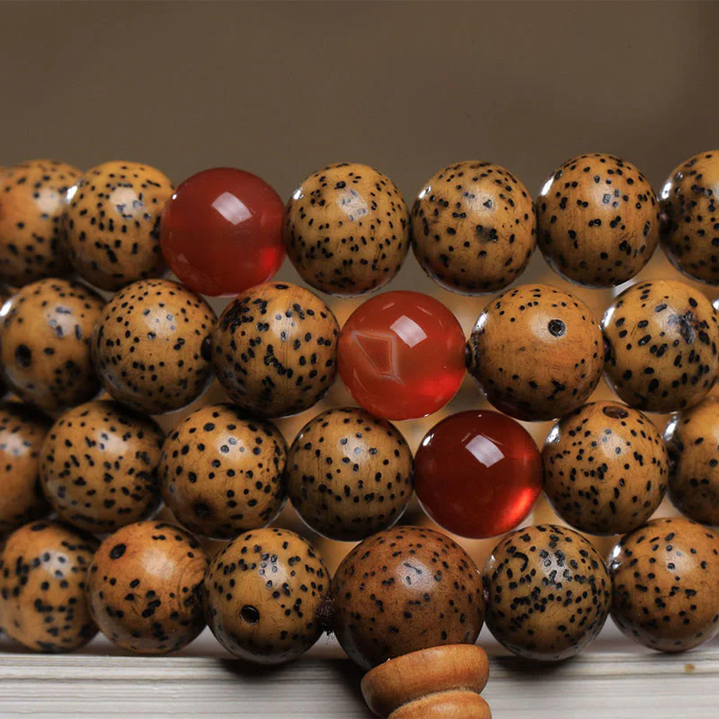 Buddha Stones 108 Mala Beads Bodhi Seed Braccialetto di Agata Rossa Auspiciousness - Image 5